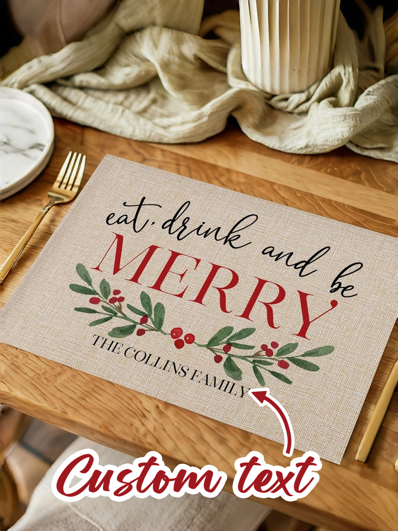 Personalized Merry Christmas Placemats